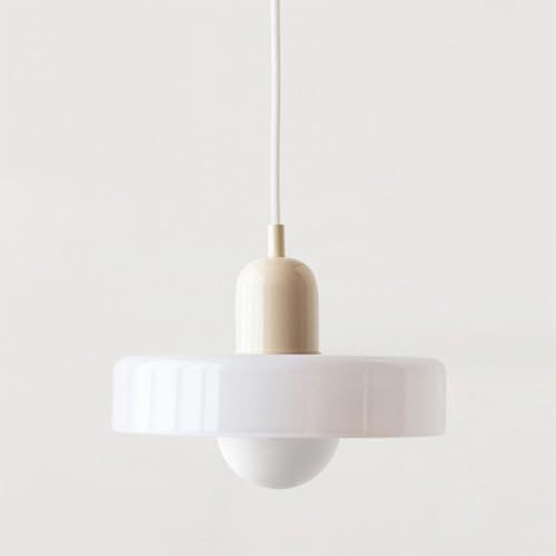 SYUFRE Pendelleuchte Mid Century Bunte Deckenleuchte mit Lampenschirm aus Glas Pendelleuchte Vintage Pendelleuchten aus Eisen und Glas für Schlafzimmer