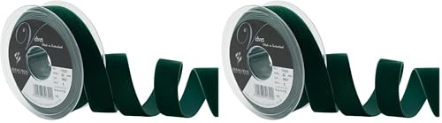 Berisfords Velvet Ribbon, Green, 10.2 x 3 x 10.2 cm (Pack of 2)