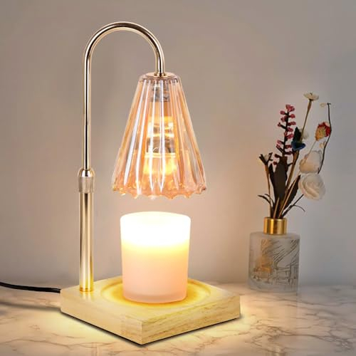 DAJILI Candle Warmer Lamp, Dimmable Electric Candle Lamp Warmer with 2hr/4hr/8hr Timer, Height Adjustable Candle Warmer Wired Candle Melter for Jar Candles, Home Office Bedroom Decor Gifts, 2 Bulbs(B)