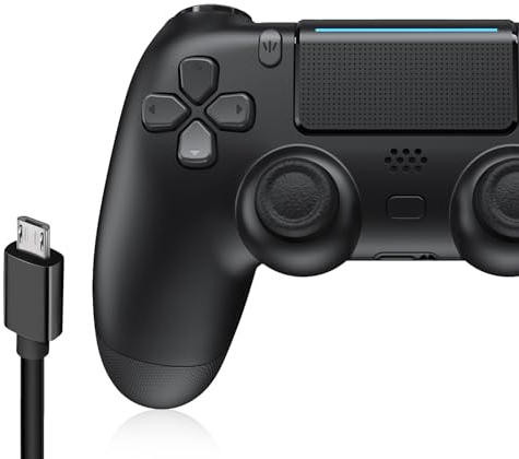 Wireless Controller für PS-4, Game Controller Kompatibel mit PS-4/Pro/Slim/PC, Gamepad Joystick mit Dual Vibration/6-Achsen Gyro Sensor/Touchpanel/EXT/Audio Jack, Verbesserte Präzision und Kontrolle
