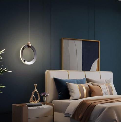 SSNCcNC LED Nordic ringförmig Hängelampe Modern Minimalismus Schlafzimmer Nachttisch Pendelleuchte Esstischlampe für Wohnzimmer Speisesaal Küche Warmes Licht 3000K