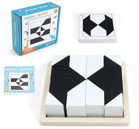 Puzzle Tangram Kinder, DEANKEJI Holzpuzzle Kinder, Geometrisches Körper Tangram, Intelligenz Entwickeln, Verschiedene Schwierigkeitsgrade, Rahmenpuzzle ab 3 Jahren