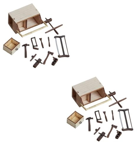 BESTonZON 2 Juegos Caja Herramientas casa muñecas Herramientas en Miniatura Herramienta minihouse Ornamental Caja Herramientas pequeña Caja Herramientas pequeña decoración bebé