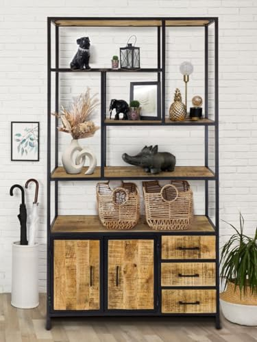 Amago home Standregal Bücherregal Regal 98x190x36cm Liverpool Metall-Gestell