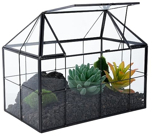 Geometry Shape Glass Planter Terrarium House, Transparent Handmade Planter With Cover, Geometric Succulent Cacti Air Plant Container For Home Office Decor