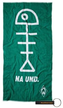 SV Werder Bremen Badetuch Fischkopp aus 100% Bio-Baumwolle, 90x180 cm, GOTS, Grün/Weiß, Offizielles Werder Merchandise + FanEmotion Flaschenöffner