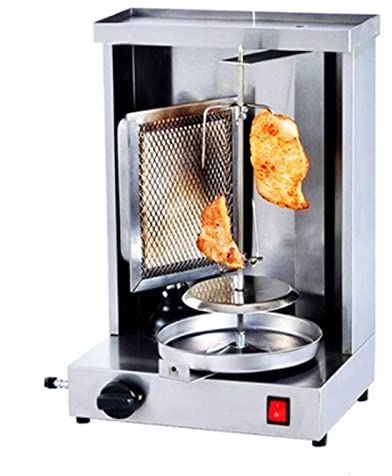 Parrilla De Barbacoa Asador Vertical Profesional Horno Tostador, Parrilla De Kebab A Gas Gyro Máquina De Pollo con Rotación Automática para Parrilla Giratoria Casera, Brochetas De