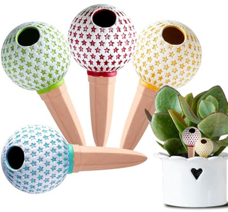 Duroecsain Pinchos de riego de terracota, pinchos de terracota para regar plantas, 4 unidades de riego por goteo, riego automático para plantas en maceta,
