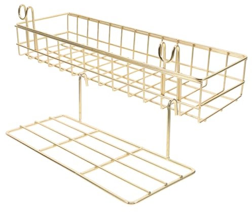 PRETYZOOM Estantes De Pared De Rejilla Dorados 2 Piezas Cestas Colgantes Pequeñas De Alambre Organizador De Rejilla De Pared para Almacenamiento Hogar y Cocina