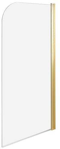 Mampara de ducha minimalista de vidrio templado transparente ajustable dorado 140 x 70 cm Lapan