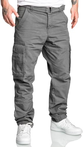 REPUBLIX Herren Cargohose Loosefit Jogger Chino Hose Inkl. Gürtel R7028