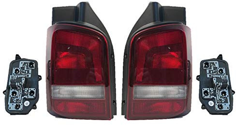 HZ-DESIGN 1 Satz Rückleuchten Heckleuchte Rücklicht Li + Re inkls Lampenträger kompatibel mit T5 Multivan getönt