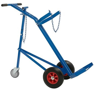 Gas Bottle Trolley, Heavy Duty Blue Steel, Cylinder Sack Truck with Support Wheel, Ergonomic Handles & Chain Links for Transporting Gas Bottles