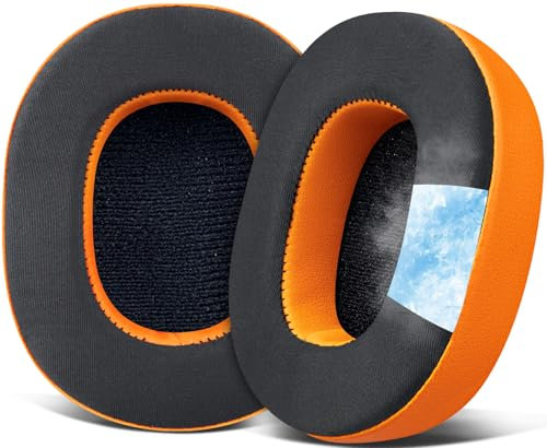 SOULWIT Cooling-Gel Replacement Earpads for Skullcandy Hesh 3/ANC/Evo & Crusher Wireless/ANC/Evo & Venue ANC Over-Ear Headphones, Ear Pads Cushions with Ice Silk Fabric - Orange