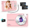 Digitalkamera Kompakte Fotokamera 44MP Kompakte Digitalkameras mit 1080P HD Video, 32GB TF-Karte, 2.4 IPS-Bildschirm, Zwei Batterien, 20 Filter, Anti-Schütteln für Kinder, Jugendliche, Anfänger Rosa