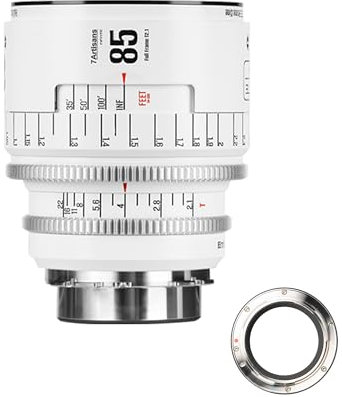 7artisans 85mm T2.1 Infinte Series Professional Full Frame Manual Cine Lens Compatible for PL Mount for Photography Filmmaking,White