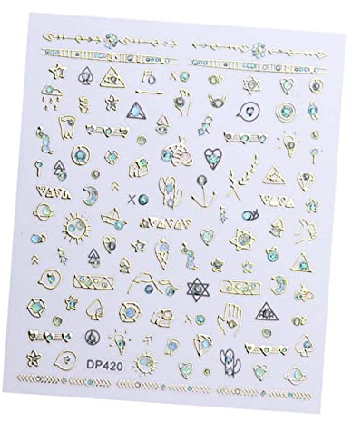 Healeved 3pcs Star Nail Stickers Metal Patch Nail Drill Ornament Manicure Shining for DIY Fashion Sequins