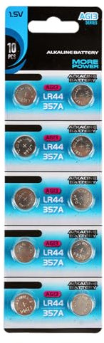 Lot de 10 piles bouton alcalines AG13 LR44 1,55 V pour horloges et appareils électroniques portables