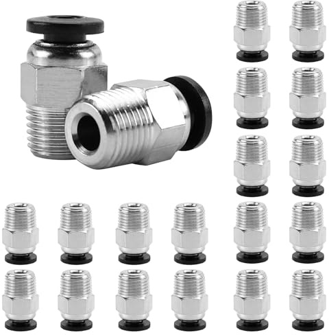 PC4-M10 Stecker, Ptfe Connector, 20 Stück PC4-M10 Gerade Pneumatikkupplung, PC4-M10 Pneumatik Verbinder, Zubehör für 3D-Drucker
