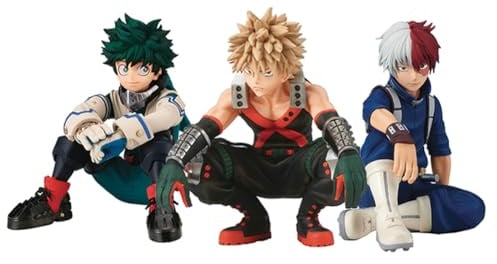 DEXSHUN 3pcs Midoriya Izuku Figur MHA Anime Figuren Midoriya/Todoroki Shouto/Bakugou Katsuki Statue Modell PVC Ornamente Desktop Dekoration Geschenke für MHA Fans 10cm