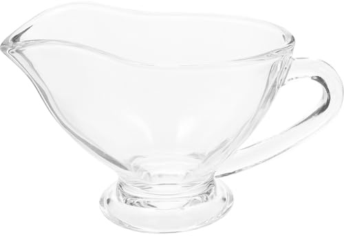 TOYANDONA Salsera de Vidrio Transparente Barquitos de Condimentos 170 Ml Asa Recipiente para Salsa y Leche Uso Diario Cocina Comedor