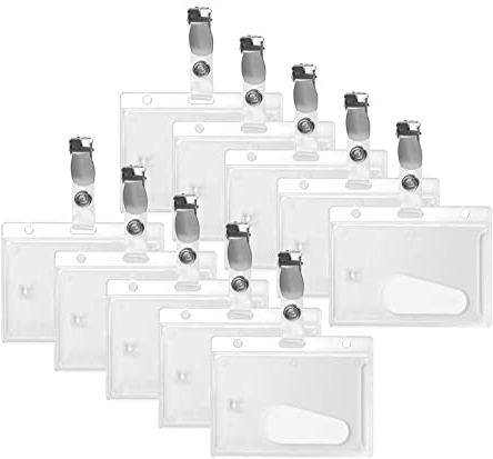 Karteo Ausweishülle mit Clip [10 Stück] Kartenhalter mit Daumenausschub horizontal Ausweishalter Hartplastik Polycarbonat für Ausweise Karten