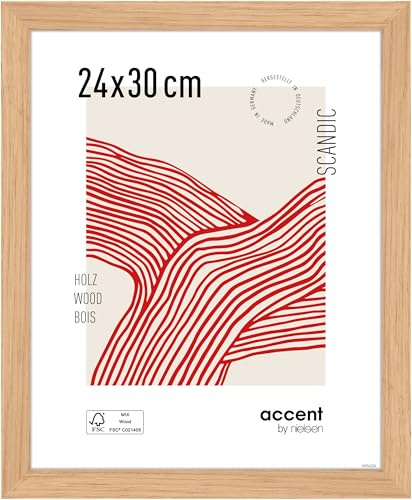 accent by nielsen Scandic - Oak Wooden Picture Frame - 24x30cm with Float Glass – Modern Scandinavian Design