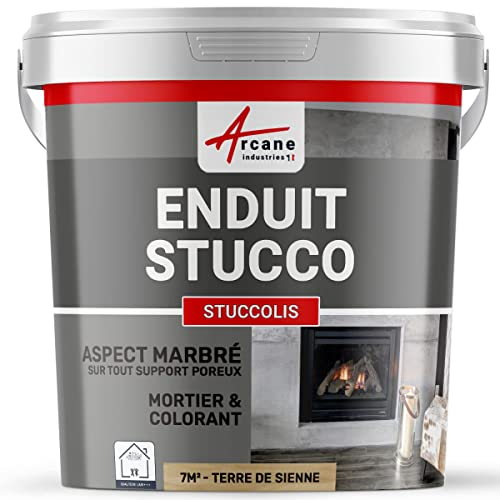 Mortier et teinte, stuc, sans primaire, ni finition : Stuccolis - kit jusqu'à 7 m² Terre De Sienne - ARCANE INDUSTRIES
