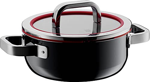 WMF Fusiontec Functional Kochtopf klein 20cm, Glasdeckel mit Abgießfunktion, Bratentopf Induktion 2,4l, High-Tech Keramik, kratzfest, schwarz