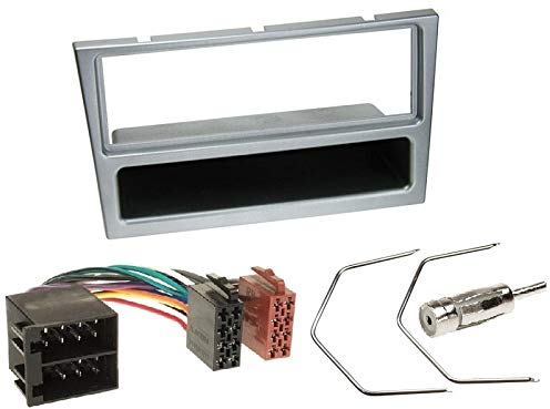 1 Din Radio Einbauset Blende Radioanschlusskabel Antennenadapter für Opel Corsa C X01 2000-2006 Chrom