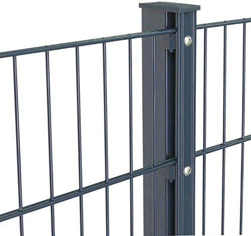 Doppelstabmattenzaun Höhe 1,03 m Pfosten mit Abdeckleiste 42,5m bis 60 m Anthrazit + Moosgrün (52,5m, Anthrazit Ral 7016)