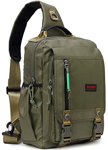 Nicgid Sling Bags Brust-Schulter-Rucksäcke, 13,3'' 14,1'' Laptop-Rucksack Crossbody Messenger Bag Travel Outdoor (Armeegrün, 13,3 Zoll)