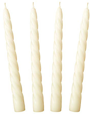 Auswahl Farbe + Menge - Spiralkerze Spitzkerze Stabkerze Renaissancekerze Tafelkerze Leuchterkerze ca. Ø 22 x 220 mm gedreht hier: 4 Kerzen creme (matt)