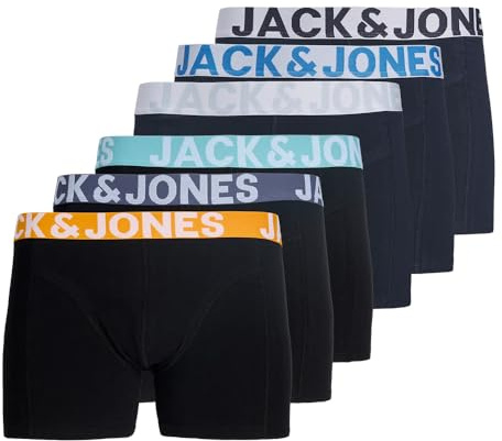 JACK & JONES Boxershorts 6er Pack Herren Trunks Shorts Baumwoll Mix Unterhose Mehrpack, Größe:S, Farbe:Mehrfarbig 3