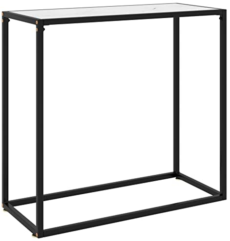 vidaXL Konsolentisch Konsole Beistelltisch Flurtisch Sideboard Frisiertisch Wandtisch Schminktisch Ablagetisch Weiß 80x35x75cm Hartglas