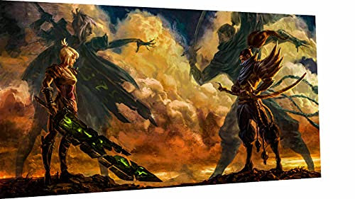 Magic Canvas Art - Bilder League of Legends Yasuo Riven LOL Leinwandbild 1- teilig Hochwertiger Kunstdruck modern Wandbilder Wanddekoration Design Wand Bild – A3719, Größe: 180 x 100 cm