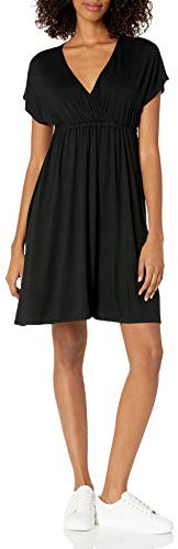 Amazon Essentials Vestido Cruzado (Disponible en Tallas Grandes) Mujer, Negro, S