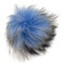 XXL Bommel mit Anstecknadel Pelzbommel Fellbommel Pompon Pelz Fell Echtpelz Bommelmütze ! viele Farben ! (hellblau-schwarz)