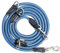 Leisegrün Verstellbare Hundeleine 3m - Robuste Nylon Doppelleine für mittelgroße bis große Hunde, 200kg Zugkraft, 2 Karabiner - Blau