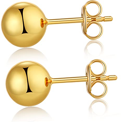 Kugel Ohrstecker Gold 925 Vergoldet Ohrringe Stecker Nickelfrei Ohrringe Gold Ohrstecker Silber 925 Herren Damen Hypoallergene