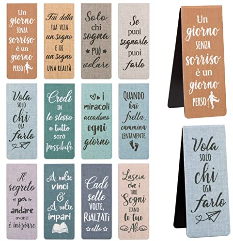 12pz Segnalibri Magnetici Citazione Frasi Segnalibro Ispiratrici Incoraggiante Regalo per Laurea Studenti Amici Maestro Ufficio Lettura di Articoli di Cancelleria Marcatori di Pagina Colorati Clip (A)