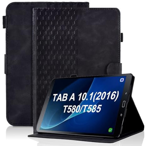 Vkooer Custodia for Samsung Galaxy Tab A6 10.1'' 2016 Cover SM-T580/T585 Custodia Pelle PU Leggero Flip Case con Stand Funzione e Tasca per Galaxy Tab A 10.1 Pollice 2016, Nero