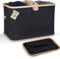 HENNEZ Faltbarer Wäschekorb Schwarz 60L - Wäschekorb aus Stoff mit Bambus - Klappbarer Wäschekorb Faltbar Flach - Collapsible Foldable Laundry Basket - Wäschekorb Tragbar Wäschesammler