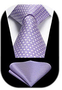 HISDERN Corbatas Púrpura Hombre Modernas Corbata y Pañuelo de Boda Conjunto Corbatas de Business