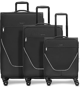 Stratic taska Koffer Set | Trolley Weichgepäck - Handgepäck Koffer mit 4 Rollen Einer Dehnfalte, Kreuzpackgurt, arretierbarer Griff und Zahlenschloss | 38-41L / 69-74L / 108-118L