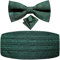 Dubulle Herren Paisley Kummerbund und Fliege Set verstellbar Kummerbund vorgebunden Fliege Hochzeit Abschlussball, Grün (Forest Green), Medium