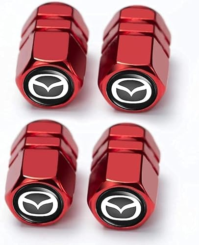 JIGMOD 4 Stück Auto Ventilkappen für Mazda 3 Axela 6 ATENZA MX-5 CX-3 CX-4 CX-5, Autoreifen Ventilkappen für Stabilen Reifendruck, Rad Ventilkappen mit Dichtungsring, Auto Zubehör