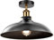 Vintage Semi-Flush Mount Lighting Fixture E27 Base Holder with 36cm Lamp Shade Black Industrial Ceiling Light for Kitchen, Living Room, Bedroom, Hallway