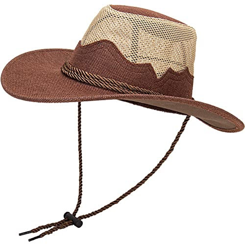 Lipfer Sombrero De Vaquero De Paja Hombo Saliente De, Respirable Playa, Borde Ancho, Sombrero De Jazz De Verano para Hombres