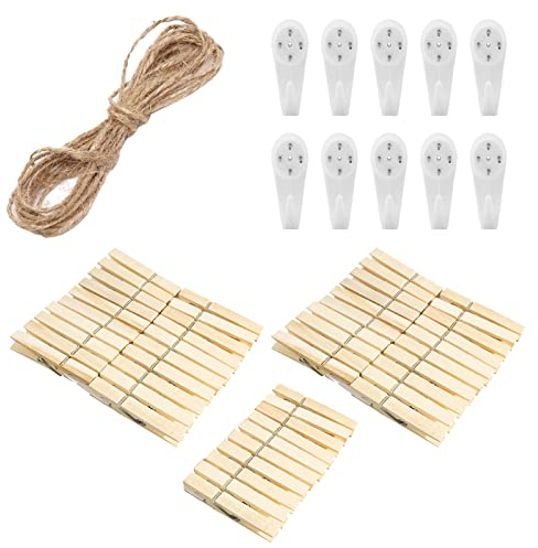 Mini Holzklammern,Mini-Holzklammern für Fotos 50 Stück,DekoKlammern,Kleine Holzklammern für Fotos Bilder Collagen Fotowand Postkarten Geschenke Briefen